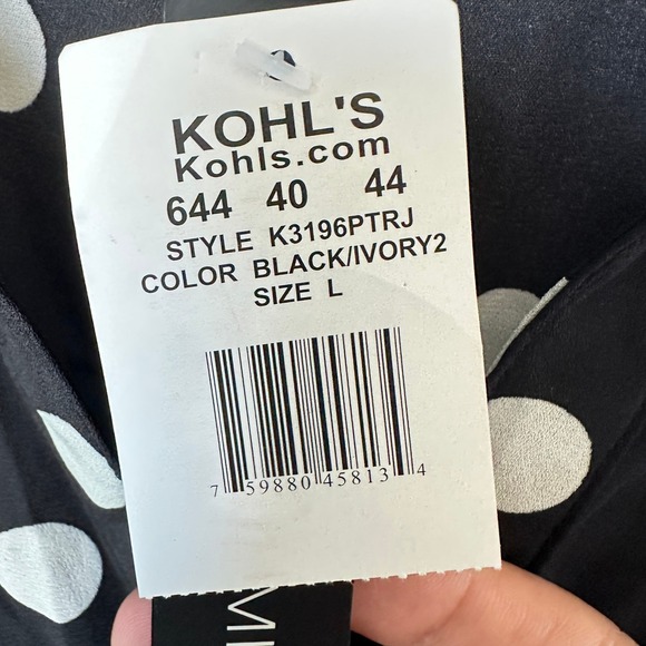 My Michelle Blouse Black/White Polka Dot Button Down Classic Office Large‎ NWT - Picture 8 of 12